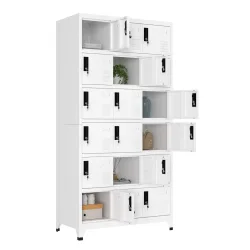 Garderobe Spind FORTI Metall 18 Fächer 90 x 180 cm weiss