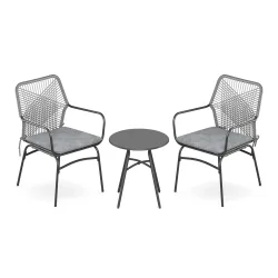 Gartenmöbel Set FERNO 3-teilig grau