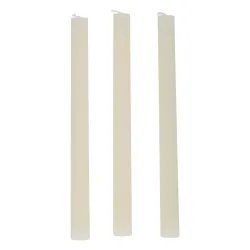 Stabkerze gerippt 25 cm 3er Set creme