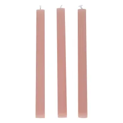 Stabkerze gerippt 25 cm 3er Set rosa