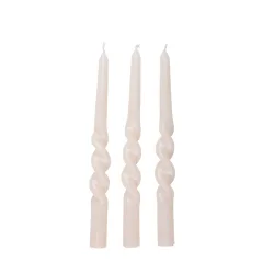 Stabkerze gedreht 26 cm 3er Set weiss