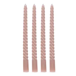Stabkerze gedreht 25 cm 4er Set rosa