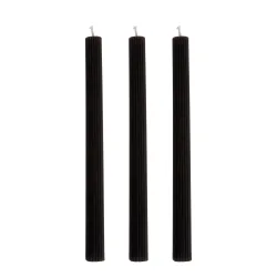 Stabkerze gerippt 25 cm 3er Set schwarz