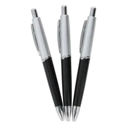 Kugelschreiber 1 mm 3er Set silber/schwarz