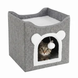 Katzenbett Höhle faltbar 42 x 42 x 36 cm grau