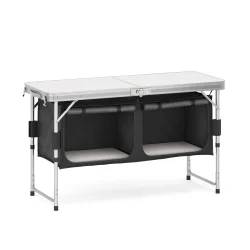 Campingküche höhenverstellbar schwarz 120 x 47 x 55 - 70 cm