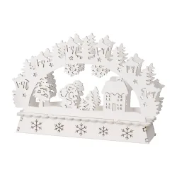 LED Weihnachtsdeko Holz Santa 15 x 10 cm weiss