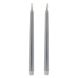 LED Tischkerze 27 cm 2er Set silber