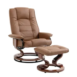 Relaxsessel Leder VITALII mit Hocker braun