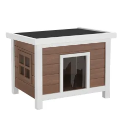 Katzenhaus Outdoor Holz 57 x 45 x 43 cm natur/weiss