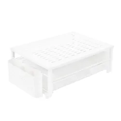 Monitorständer mit Schublade und Stiftehalter 49 x 25 x 15 cm weiss