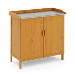Pflanztisch mit Unterschrank Holz 98 x 95 cm natur