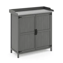Pflanztisch mit Unterschrank Holz 92 x 96 cm grau