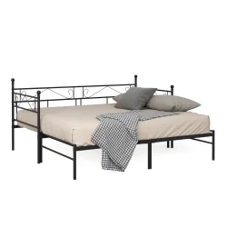 Tagesbett Schlafsofa ausziehbar Metall ISALINE 90/180 x 190 cm schwarz