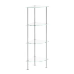 Eckregal Glas mit 4 Ebenen 30 x 108 cm silber