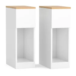 Nachttisch TIVRA mit Schublade 20 x 60 cm 2er Set weiss/braun