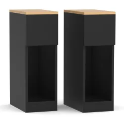 Nachttisch TIVRA mit Schublade 20 x 60 cm 2er Set schwarz/braun