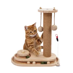 Katzenbaum Kratzstamm mit Spielzeug 42 x 38 cm braun