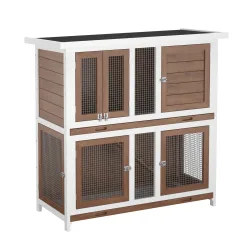 Kaninchenstall Holz FLUFFY 100 x 50 x 105 cm weiss/natur