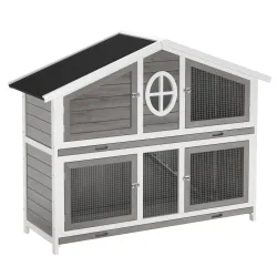 Kaninchenstall Holz BUNNIX 140 x 53 x 110 cm grau/weiss