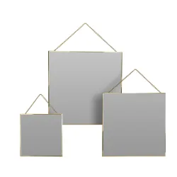 Wandspiegel Set quadratisch 3-teilig gold