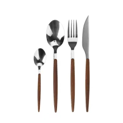 Besteck Set 16-teilig silber/braun