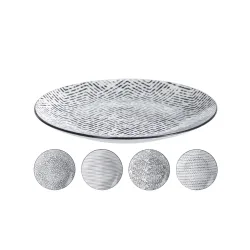 Teller Set Porzellan 23 cm 4-teilig weiss/schwarz