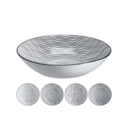 Suppenteller Set Porzellan 20 cm 4-teilig weiss/schwarz