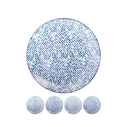 Teller Set Porzellan 23 cm 4-teilig weiss/blau