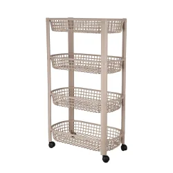 Rollwagen mit 4 Etagen klappbar 46 x 26 x 79 cm beige