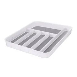 Besteckeinsatz 6-Fächer 41 x 33 x 4.5 cm weiss/grau