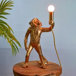 Tischlampe Affe 38 cm gold