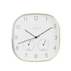 Wanduhr Wetterstation 28 cm weiss/gold