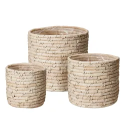 Aufbewahrungskorb Set rund 3-teilig beige