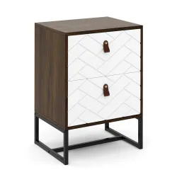 Nachttisch NORDRIFT 49 x 69 cm braun/weiss