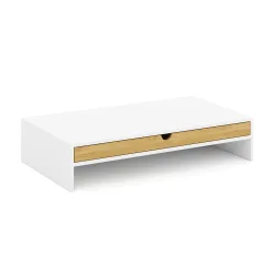 Monitorständer Bambus ALVORA 47 x 26 x 10 cm weiss/natur