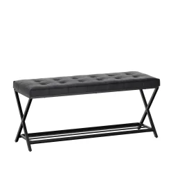 Sitzbank Leder DELIA 113 cm schwarz