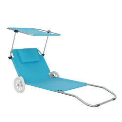 Liegestuhl SALINE mit Rollen hellblau