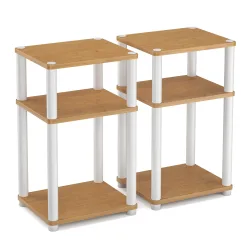 Beistelltisch INGOT 2er Set 34 x 30 x 60 cm braun/weiss