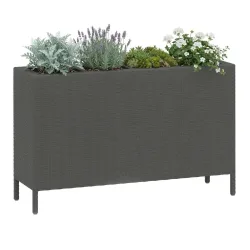 Hochbeet Rattan mit 4 Töpfen 100 x 30 x 60 cm schwarz