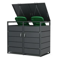 Mülltonnenbox Stahl 2 Fächer 480L anthrazit