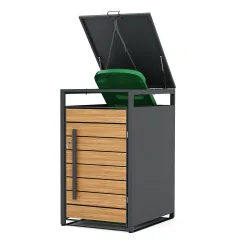 Mülltonnenbox Stahl 1 Fach 240L anthrazit/braun