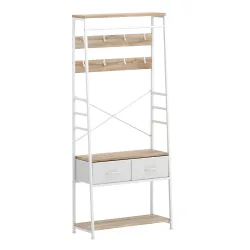 Garderobe Schuhregal mit 2 Schubladen 80 x 180 cm weiss