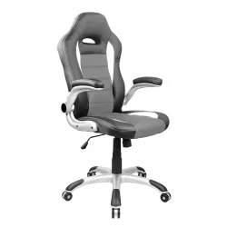 Gaming Stuhl Bürostuhl Leder TURBO grau/schwarz