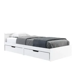 Bett Holz BELLA mit Stauraum und Schubladen 90 x 200 cm weiss