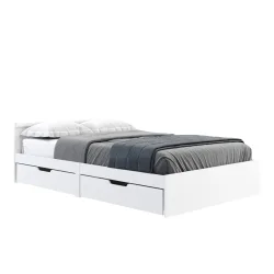Bett Holz BELLA mit Stauraum und Schubladen 120 x 200 cm weiss