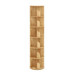 Bücherregal Drehregal Holz MINNIE mit 6 Ebenen 46 x 191 cm natur