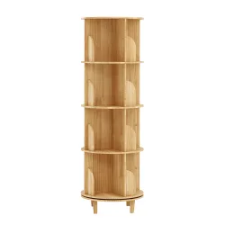 Bücherregal Drehregal Holz VETA mit 4 Ebenen 46 x 139 cm natur