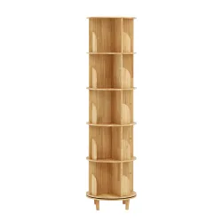 Bücherregal Drehregal Holz VETA mit 5 Ebenen 46 x 170 cm natur