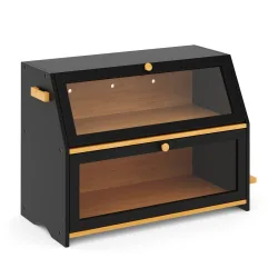 Brotkasten Bambus 50 x 25 x 37 cm schwarz natur